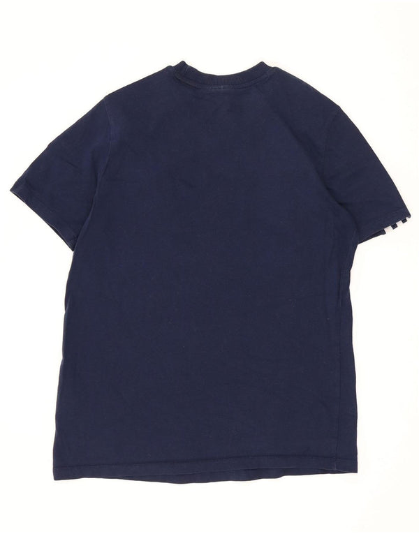 Adidas Damen T-Shirt Top UK 16 Large Marineblau Baumwolle