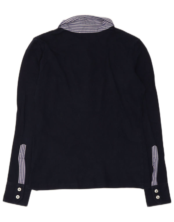Fred Perry Damen Rugby-Poloshirt UK 12 Mittel Marineblau gestreift