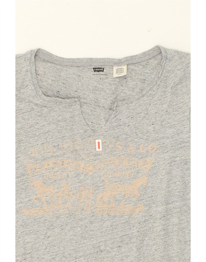 LEVI'S Womens Graphic T-Shirt Top UK 10 Small Grey Flecked Vintage Levi's and Second-Hand Levi's from Messina Hembry 
