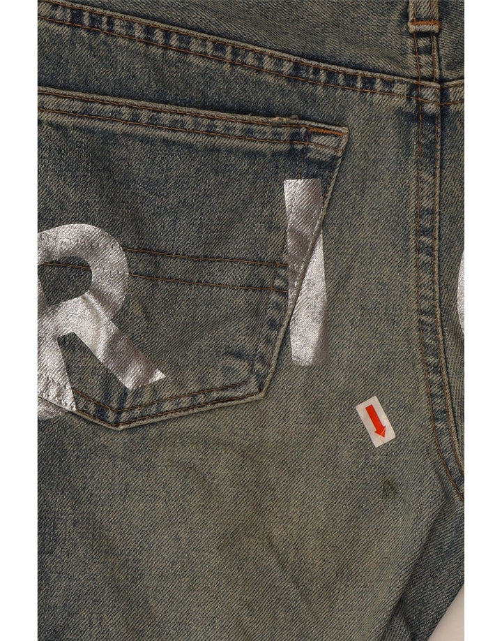 RICHMOND Womens Graphic Denim Shorts W29 Medium Blue Vintage Richmond and Second-Hand Richmond from Messina Hembry 