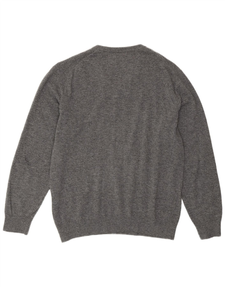 GANT Mens V-Neck Jumper Sweater XL Grey Lambswool