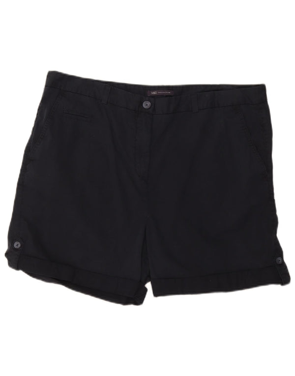 Marks & Spencer Womens Chino Shorts UK 18 XL W38 Navy Blue Cotton