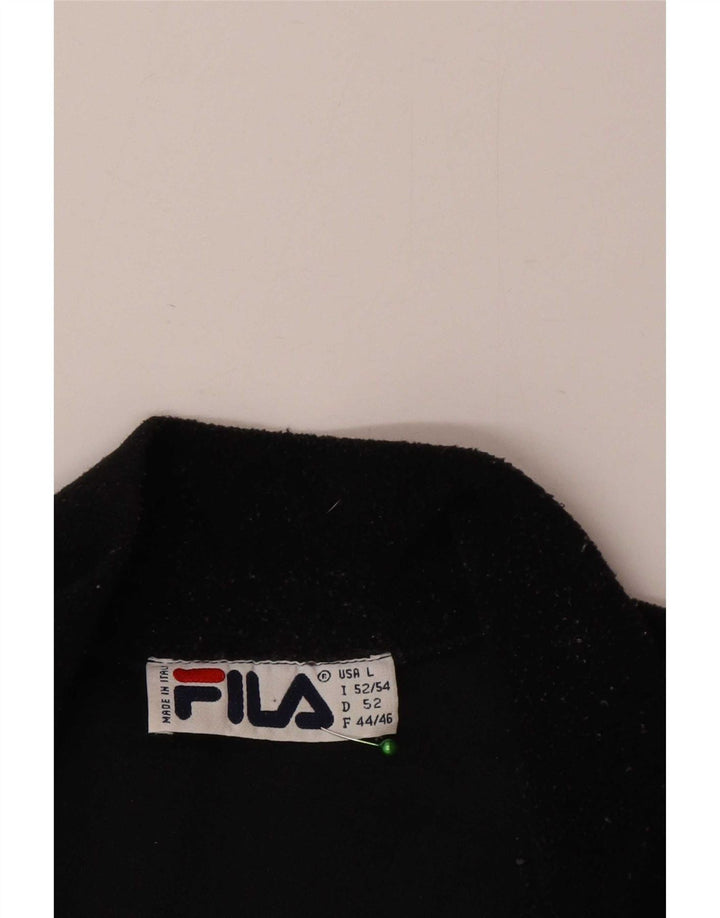 Fila Mens Zip Neck Fleece Jumper IT 52/54 Large Black