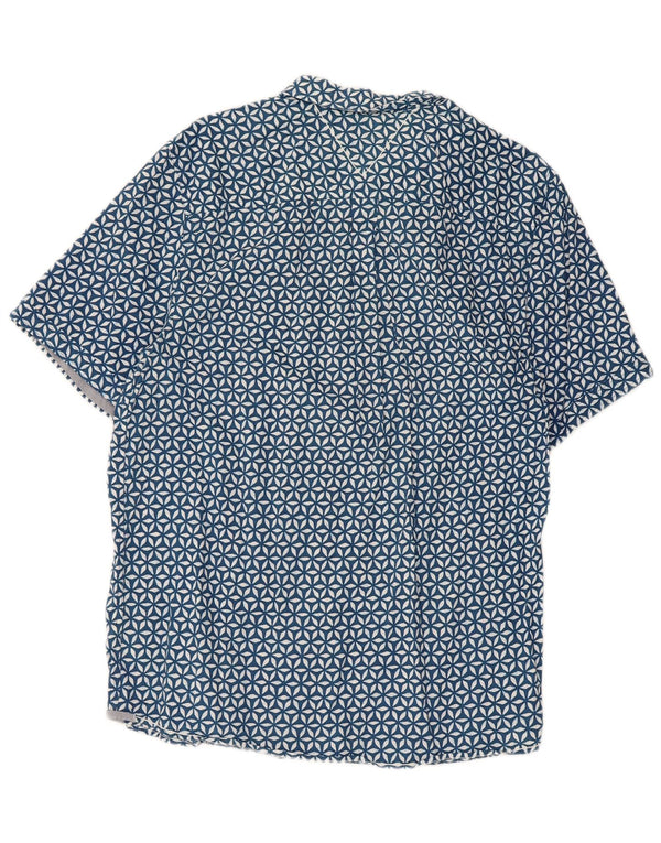 White Stuff Mens Short Sleeve Classic Fit Shirt Large Blue Floral Cotton