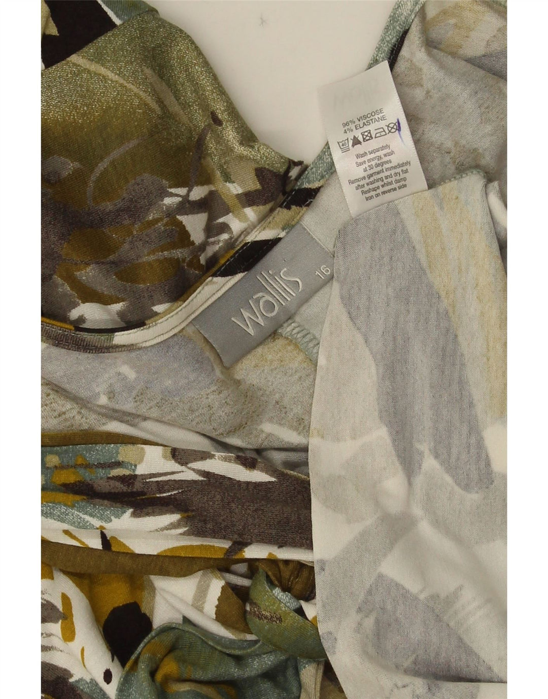Wallis Womens Abstract Pattern A-Line Dress UK 16 Large Green Viscose