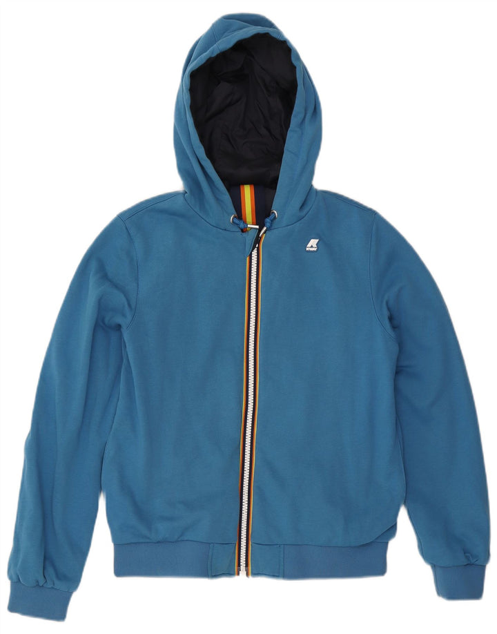 K-Way Womens Hooded Reversible Jacket UK 10 Small Navy Blue Cotton