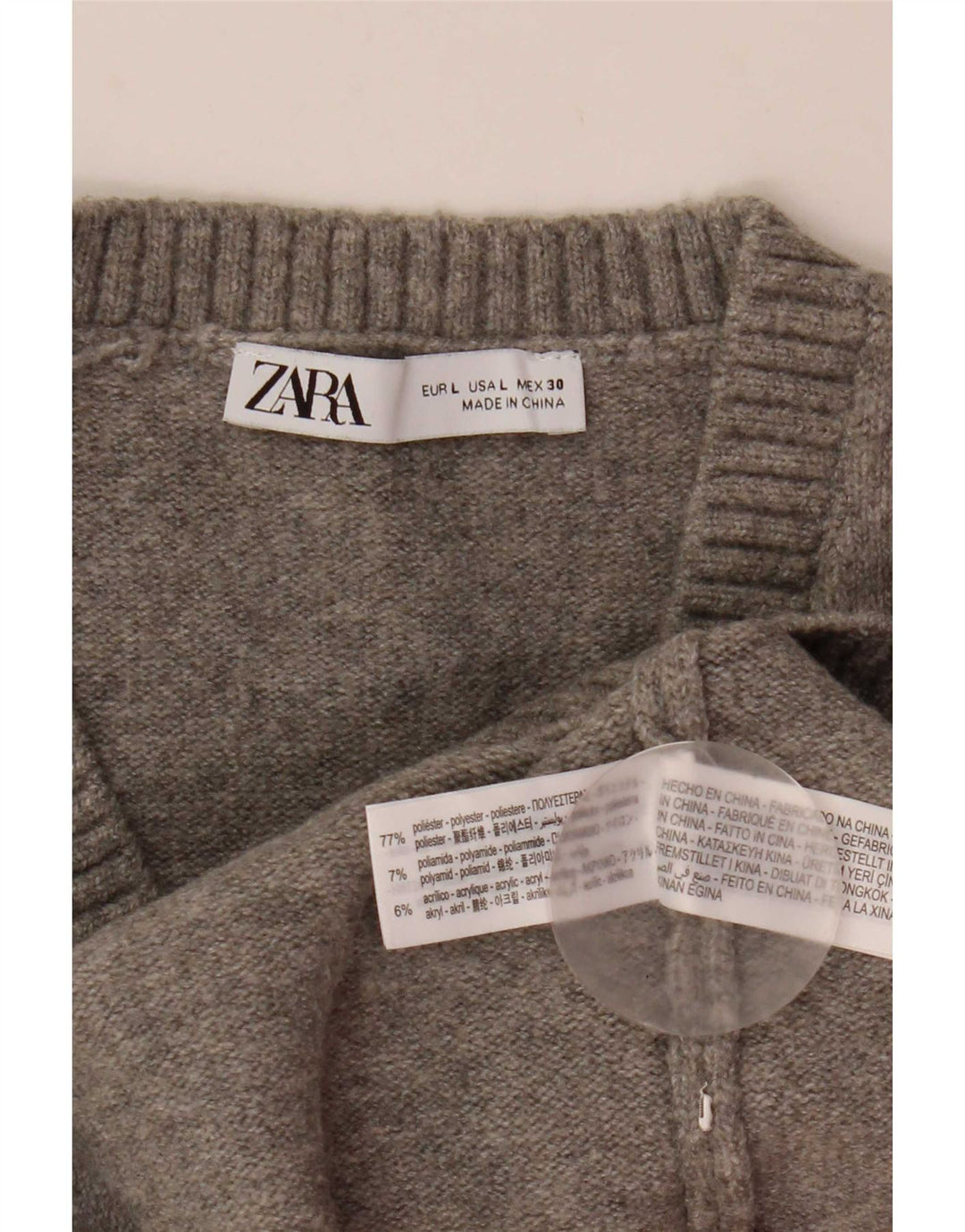Zara Womens Crop Vest Tank Top UK 14 Large Grey Polyester