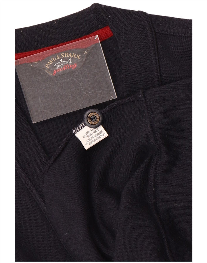 Paul & Shark Mens Cardigan Sweater Large Navy Blue Wool