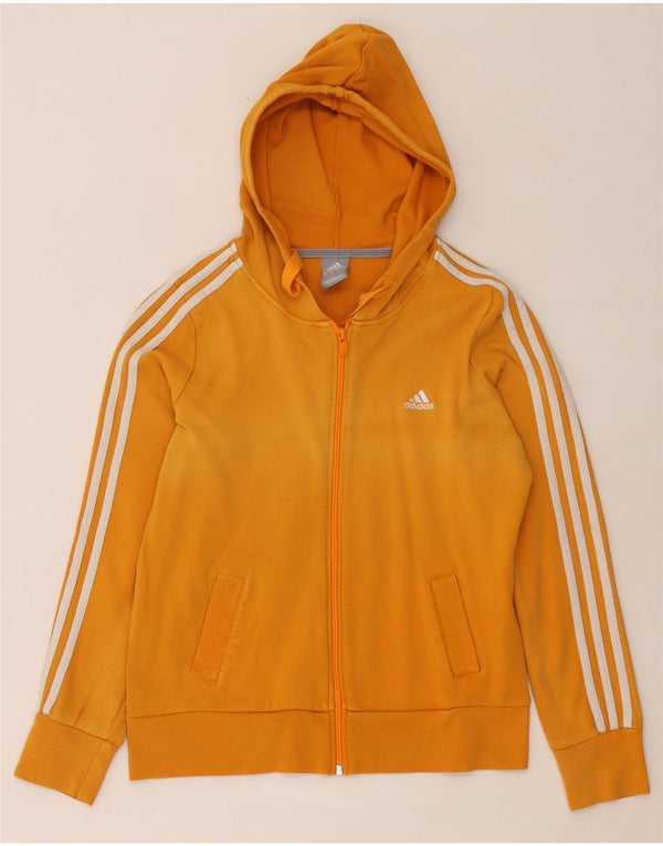 Adidas Womens Zip Hoodie Sweater UK 16 Large Orange
