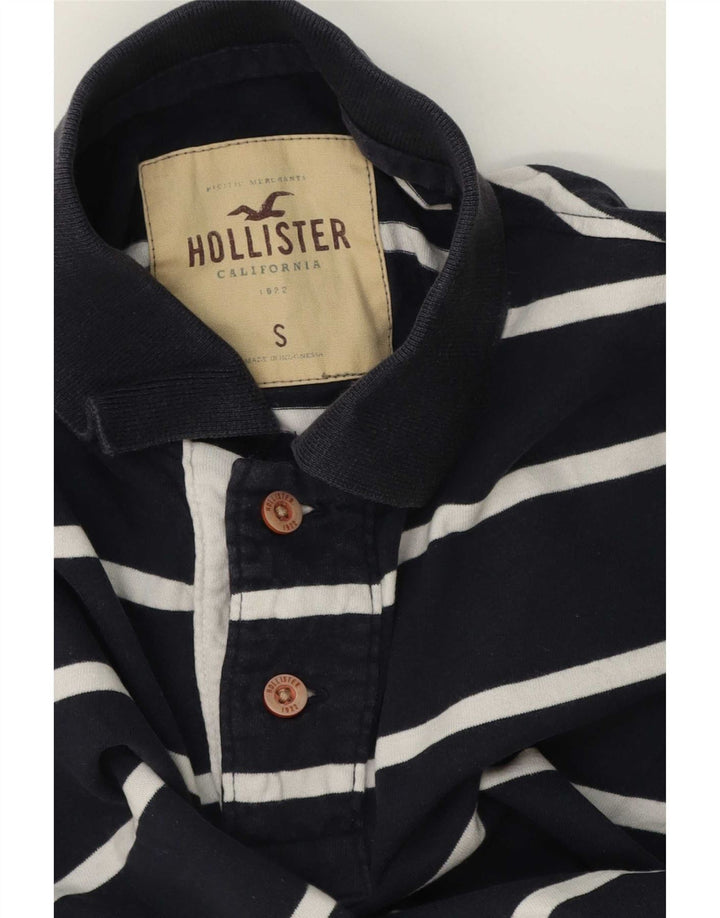 Hollister Mens Polo Shirt Small Navy Blue Striped