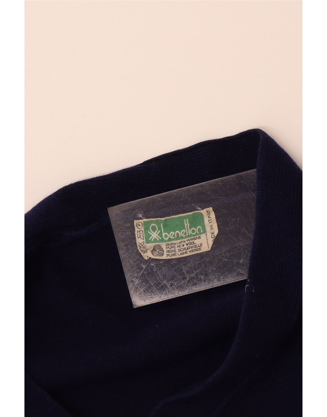 BENETTON Boys Cardigan Sweater 13-14 Years Navy Blue Wool