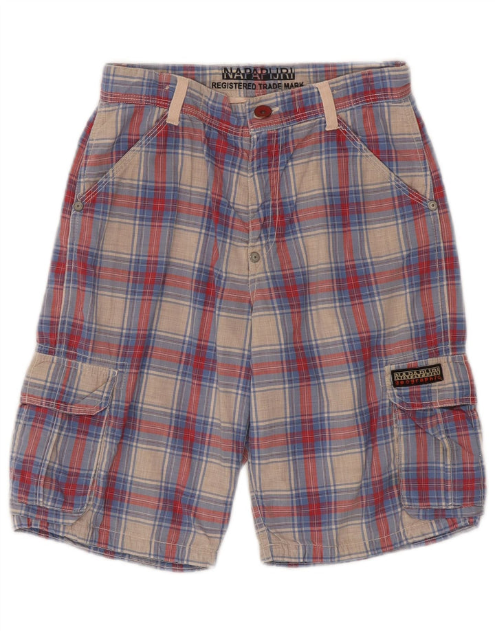 Napapijri Boys Cargo Shorts 9-10 Years W24 Multicoloured Check Cotton