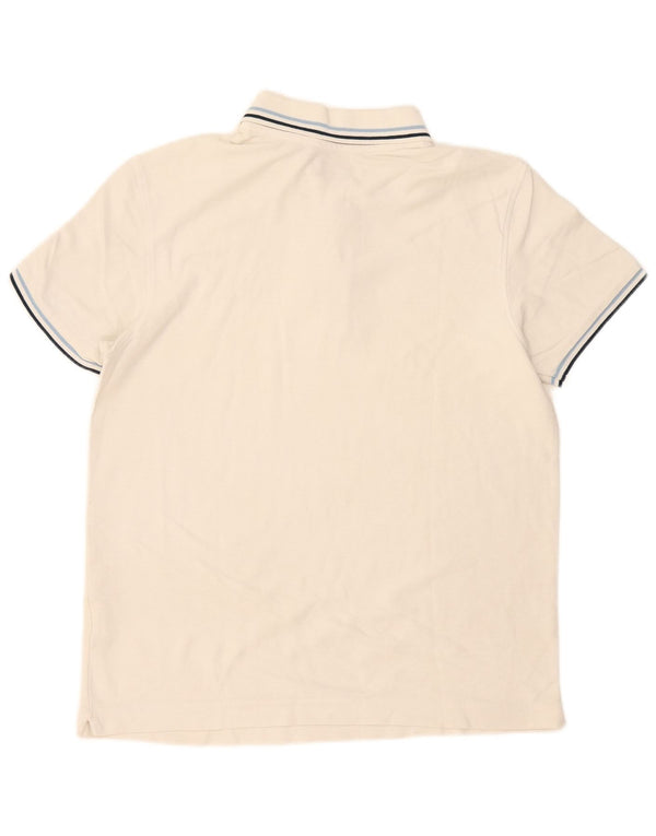 Lotto Mens Polo Shirt Small White Striped Cotton