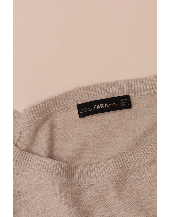 Zara Womens Oversized Boat Neck Jumper Sweater UK 14 Medium Grey Viscose