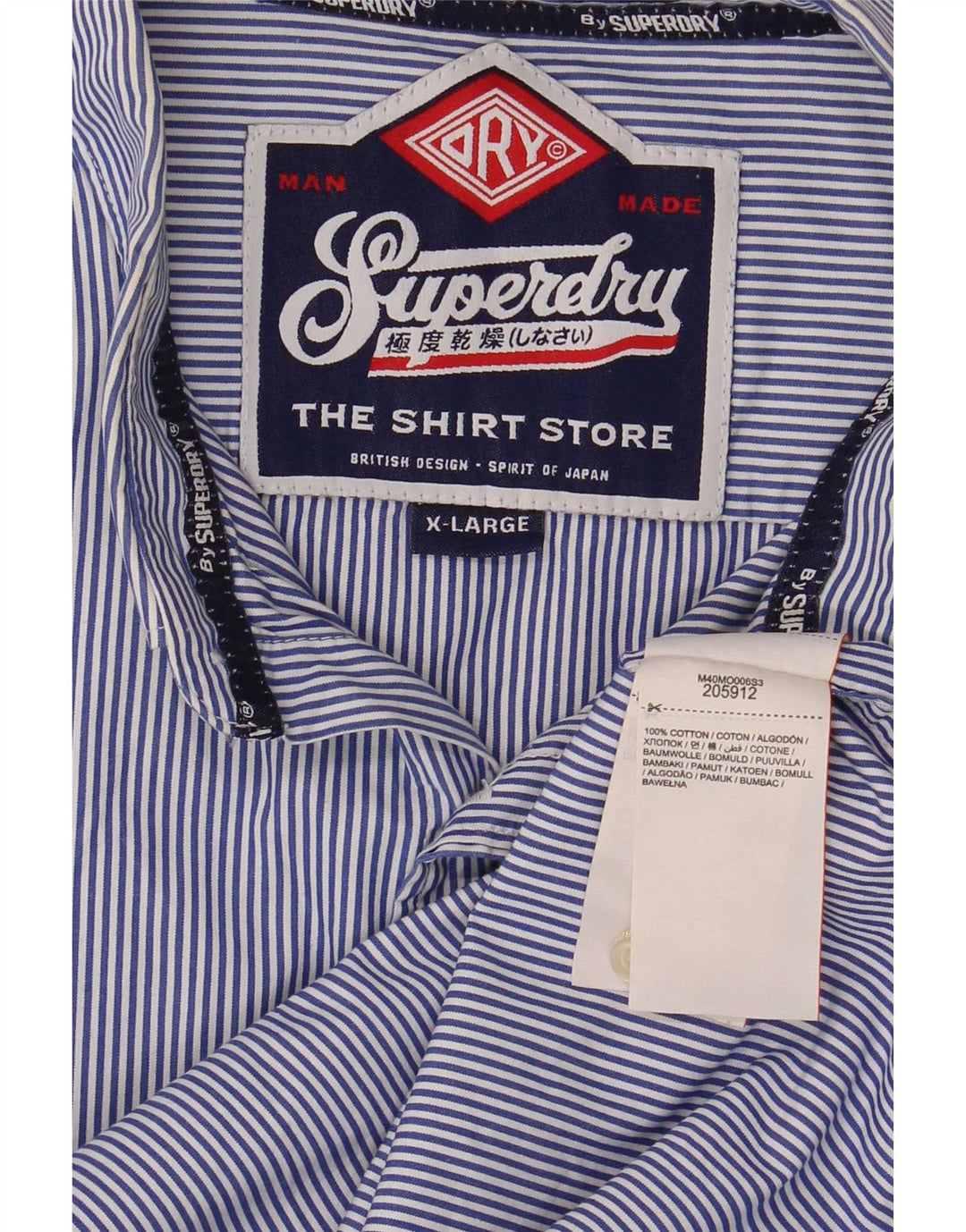 Superdry Mens Shirt XL Blue Pinstripe Cotton