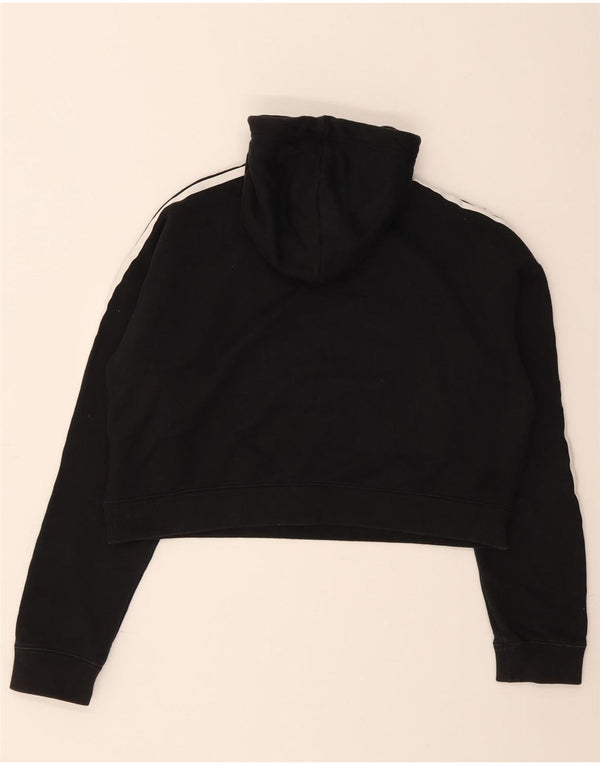 Adidas Womens Crop Oversized Hoodie Jumper UK 8 Small Black Cotton