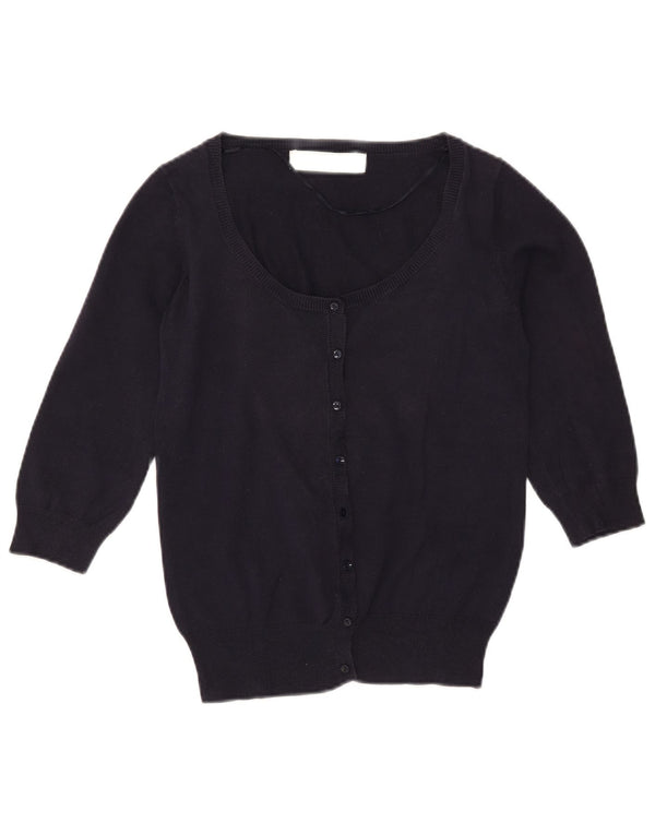 Damski sweter rozpinany z rękawem 3/4 Zara UK 12, średni granatowy, bawełniany