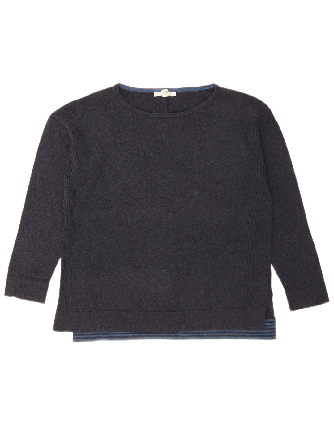 White Stuff Womens Boat Neck Jumper Sweater UK 12 Medium Navy Blue Cotton