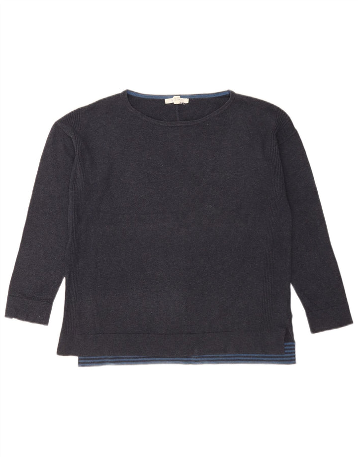 White Stuff Womens Boat Neck Jumper Sweater UK 12 Medium Navy Blue Cotton