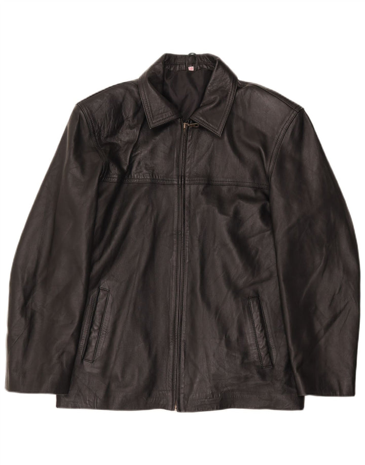Vintage Mens Leather Jacket IT 50 Large Black