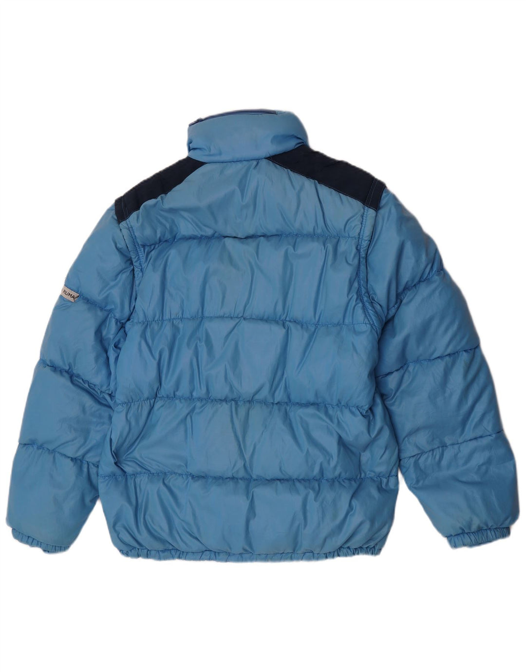 Vintage Mens Hooded Padded Jacket IT 52 XL Blue Colourblock Polyamide
