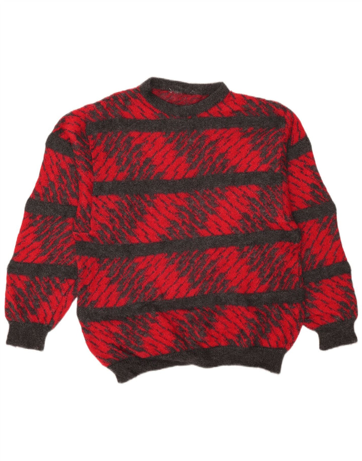 Vintage herre rund hals sweater stor rød stribet