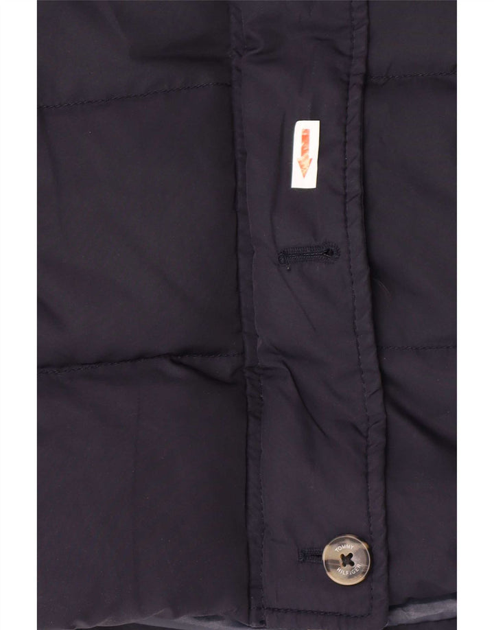 Tommy Hilfiger Womens Hooded Padded Jacket UK 12 Medium Navy Blue Polyester
