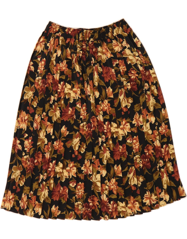ST MICHAEL Womens Knife Pleated Skirt UK 18 XL W36  Brown Floral Polyester