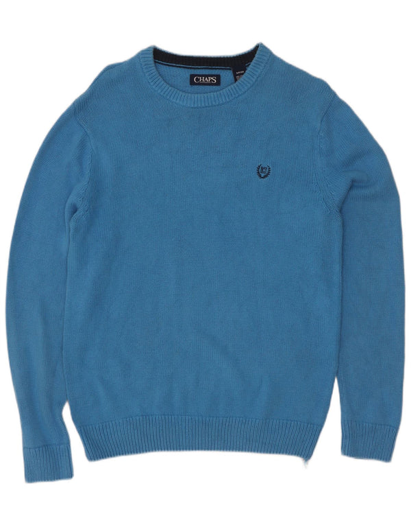 Chaps Mens Boat Neck Jumper Sweater Small Blue Cotton
