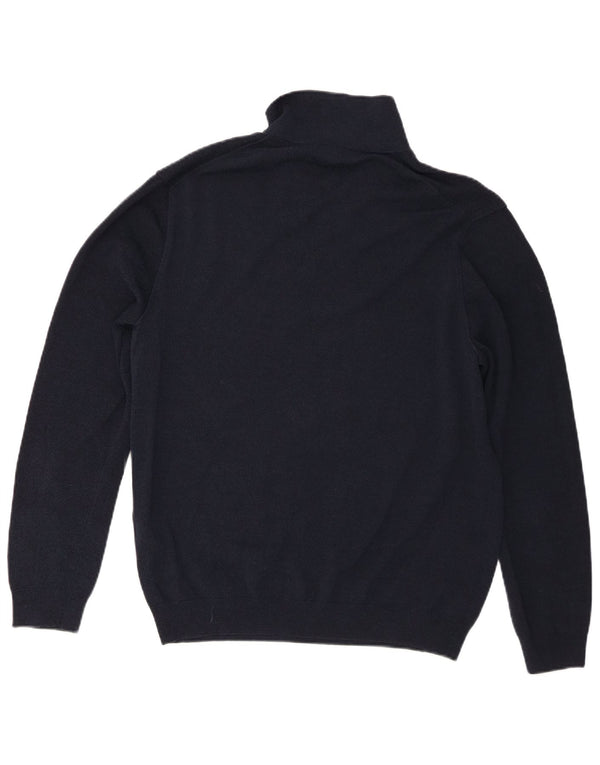 Reiss Mens Polo Neck Jumper Sweater Large Navy Blue Cotton