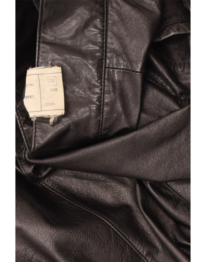 Veste en cuir militaire femme vintage UK 12 Cuir noir moyen