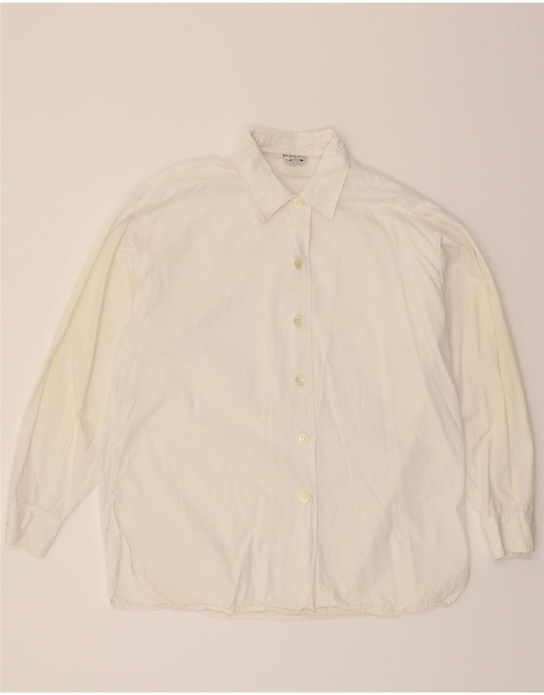 MAX & CO. Womens Longline Loose Fit Shirt UK 12 Medium  White Cotton Vintage Max & Co. and Second-Hand Max & Co. from Messina Hembry 