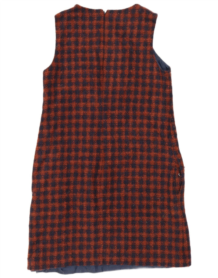 Hobbs Damen ärmelloses Etuikleid UK 12 Medium Marineblau kariert Wolle