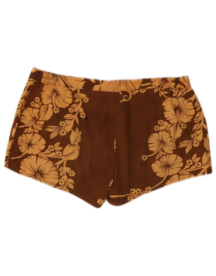 Vintage Dame Hot Pants W32 Medium Brown Floral