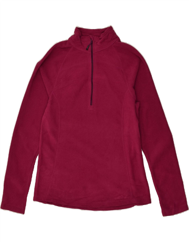 EDDIE BAUER Womens Zip Neck Fleece Jumper UK 14 Large Burgundy Polyester | Vintage Eddie Bauer | Thrift | Second-Hand Eddie Bauer | Used Clothing | Messina Hembry 
