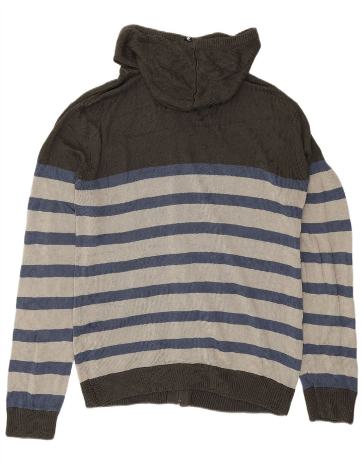 Suéter cardigã masculino com capuz Rip Curl listrado cinza médio