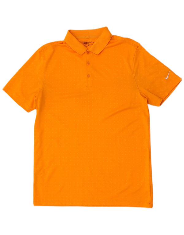 Nike Mens Dri Fit Standard Fit Polo Shirt Medium Orange Spotted Polyester