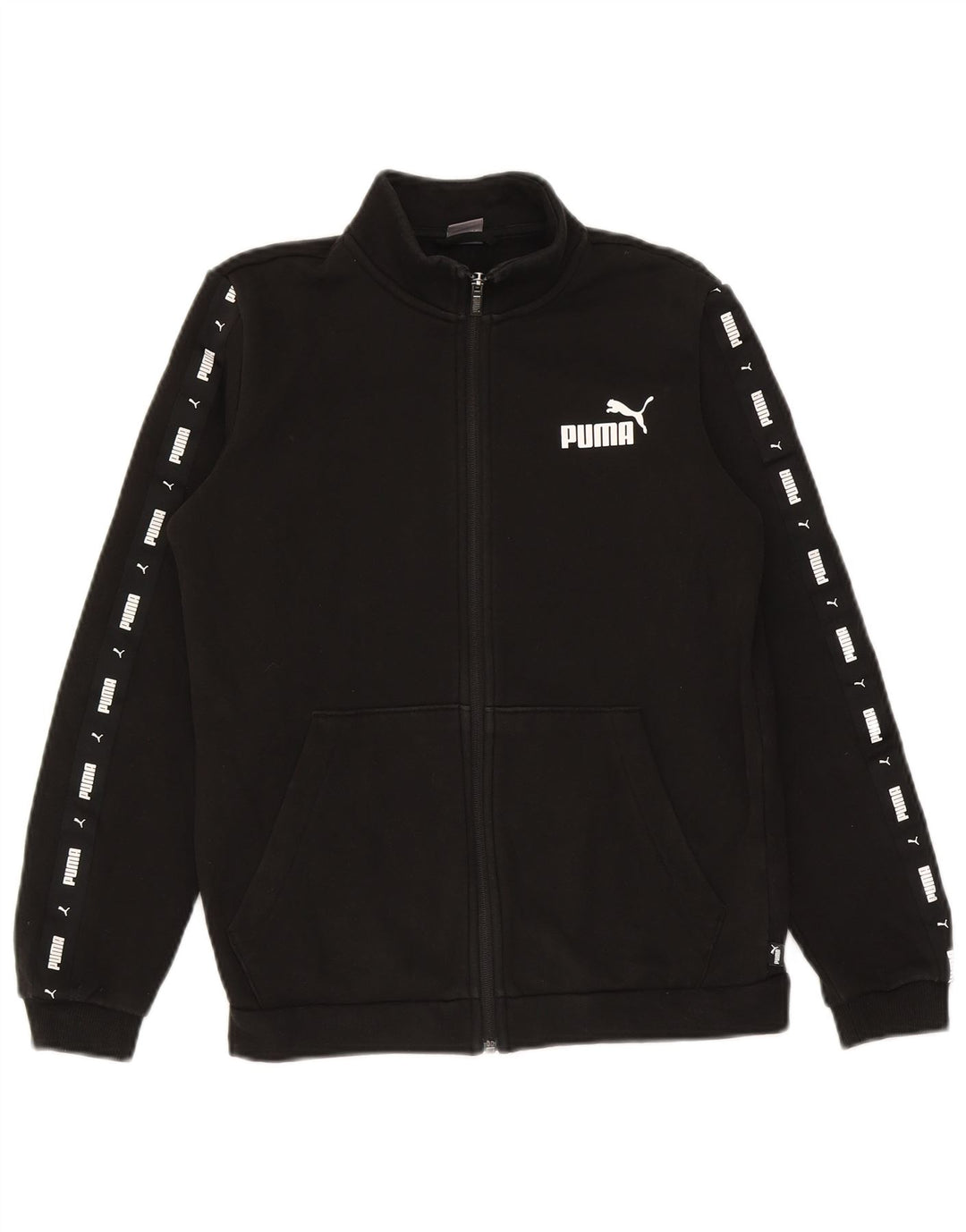 Puma Boys Graphic Tracksuit Top Jacket 13-14 Years Black Cotton