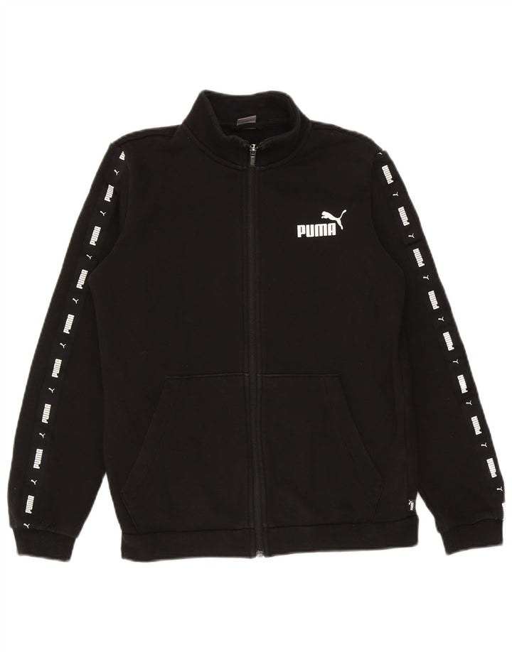Puma Boys Graphic Tracksuit Top Jacket 13-14 Years Black Cotton