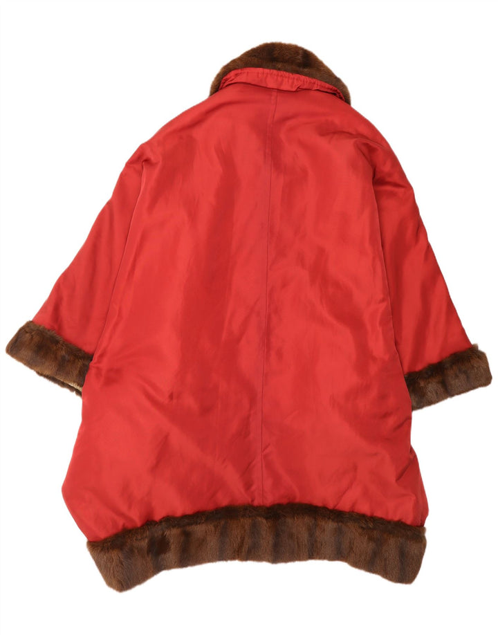 Vintage Womens Poncho Coat One Size Red Colourblock