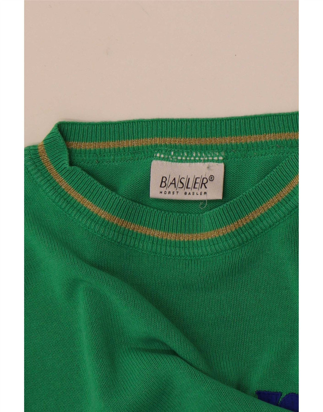 Basler Womens Graphic Crew Neck Jumper Sweater UK 14 Medium Green