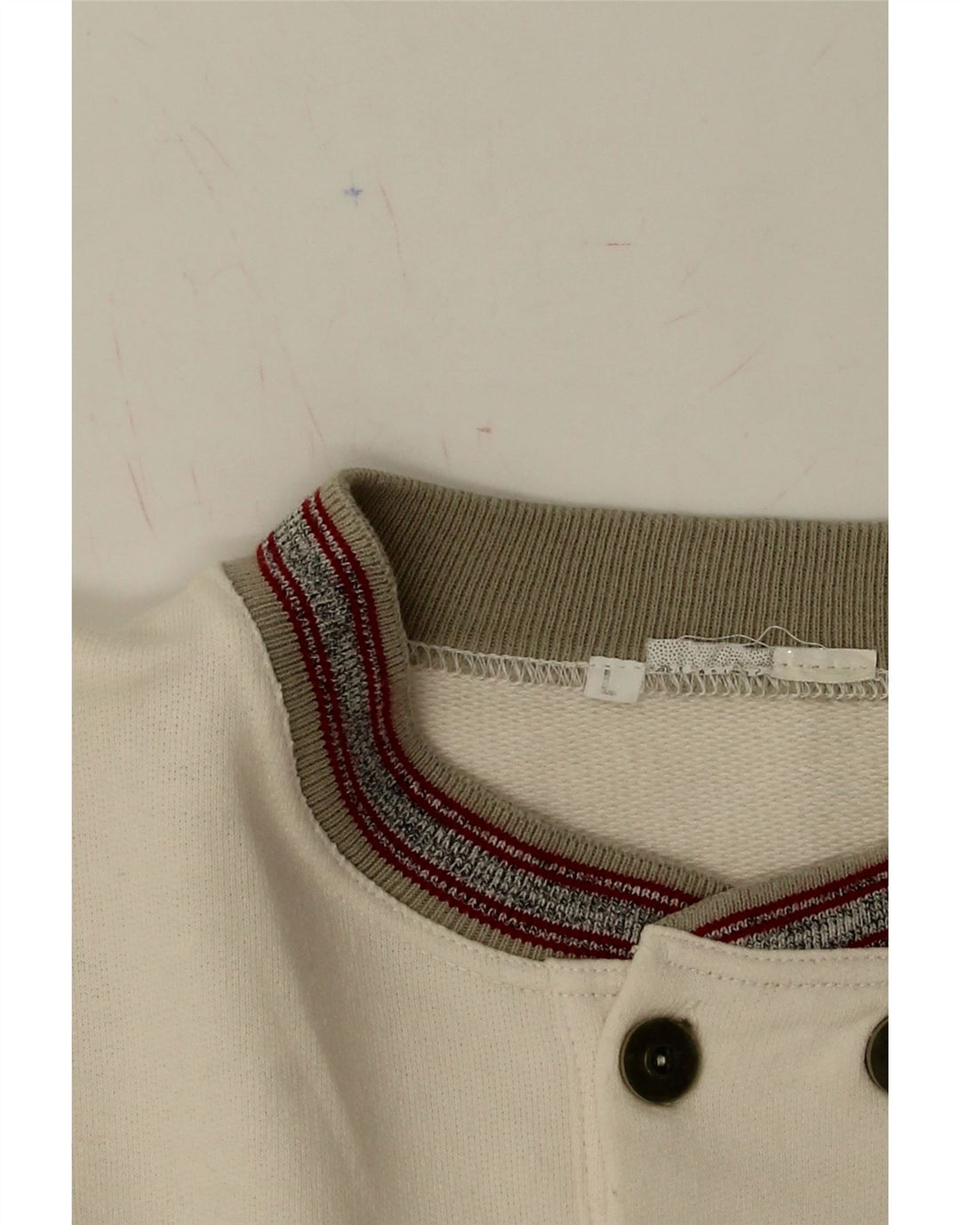 VINTAGE Mens Graphic Sweatshirt Jumper Large Off White Cotton Vintage Vintage and Second-Hand Vintage from Messina Hembry 