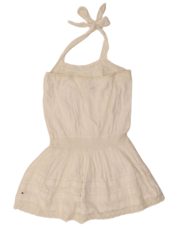 Tommy Hilfiger Donna Mini Halter Dress UK 12 Cotone floreale bianco medio