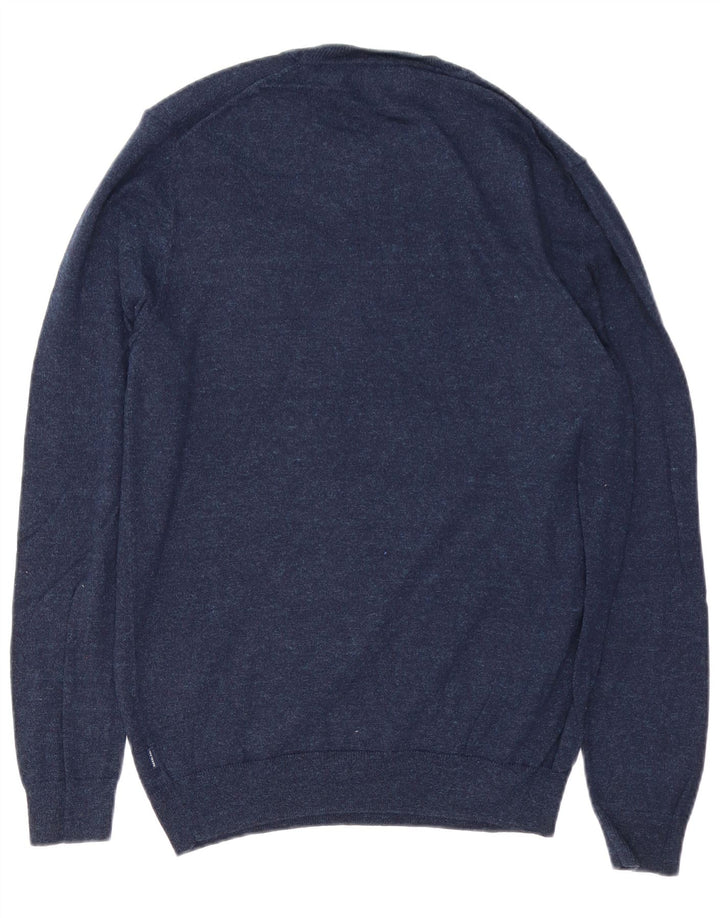 SUPERDRY Mens Crew Neck Jumper Sweater Medium Navy Blue Flecked Cotton