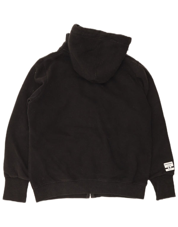 Superdry Womens Graphic Zip Hoodie Sweater UK 16 Large Black Cotton