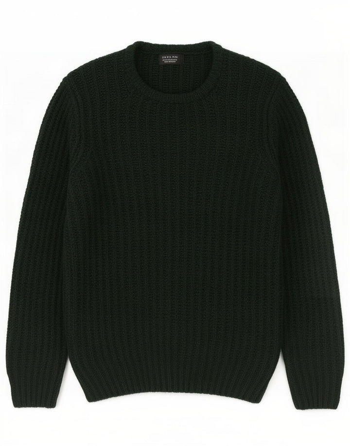 Zara Mens Crew Neck Jumper Sweater Medium Green Acrylic