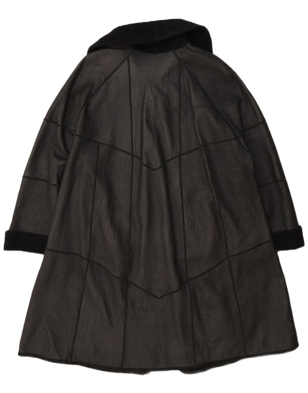 Vintage Dame Oversized Shearling Coat UK 12 Medium Black