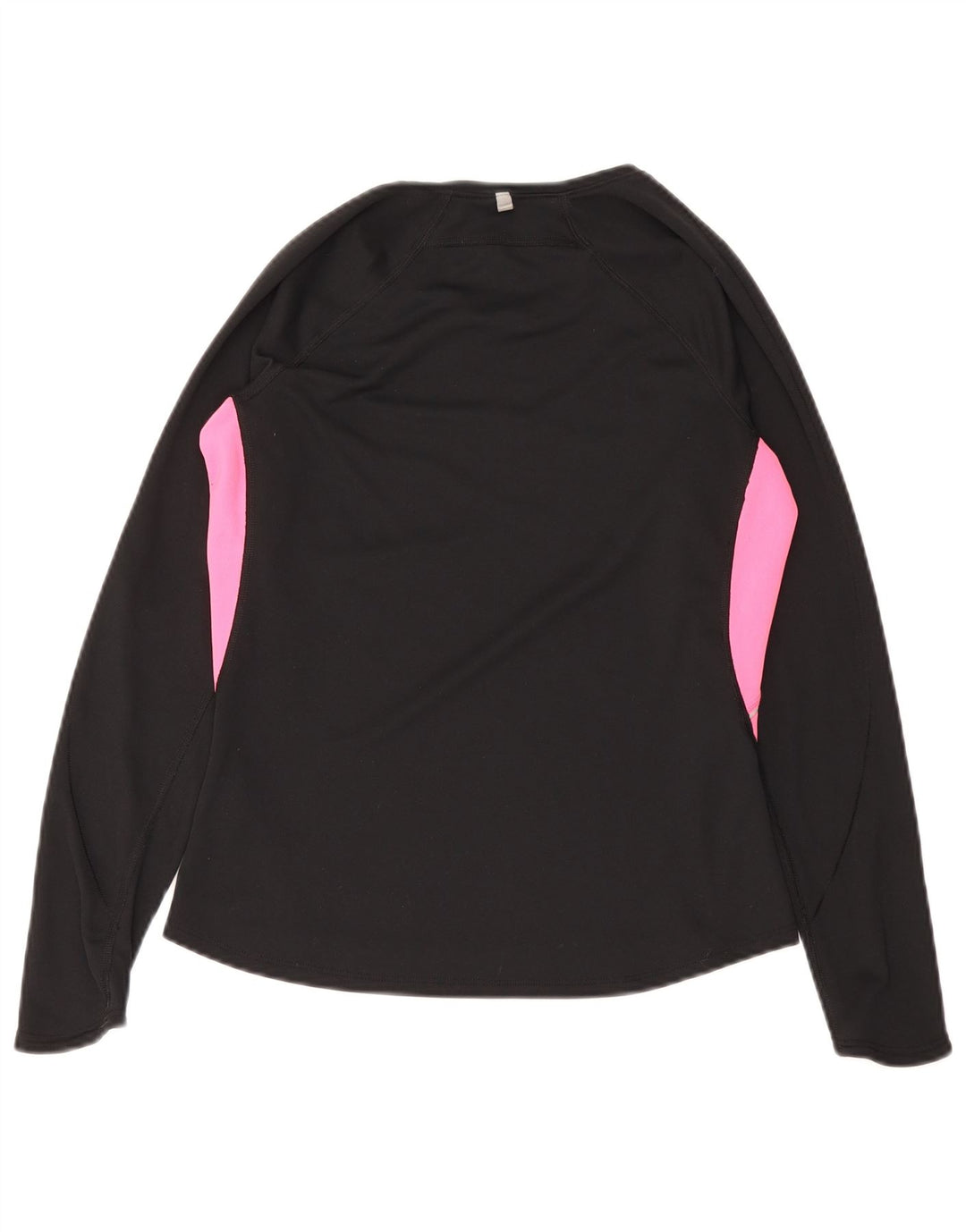 Nike Womens Dri Fit Top Long Sleeve UK 12/14 Medium Black Colourblock