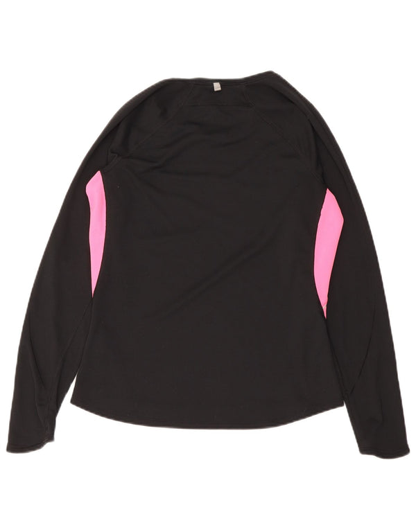 Tricou Nike Dri Fit Top cu mânecă lungă pentru femei UK 12/14 Medium Black Colorblock