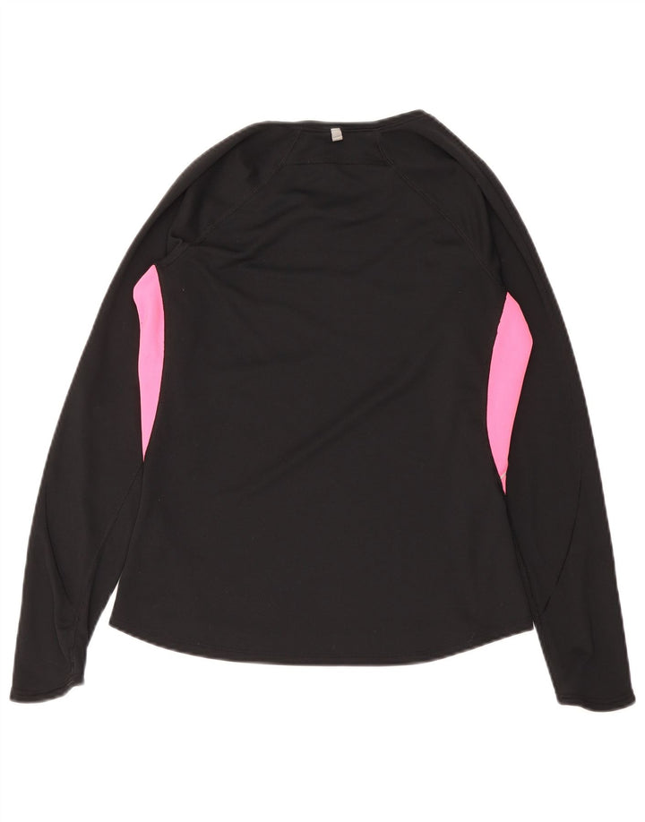 Nike Womens Dri Fit Top Long Sleeve UK 12/14 Medium Black Colourblock
